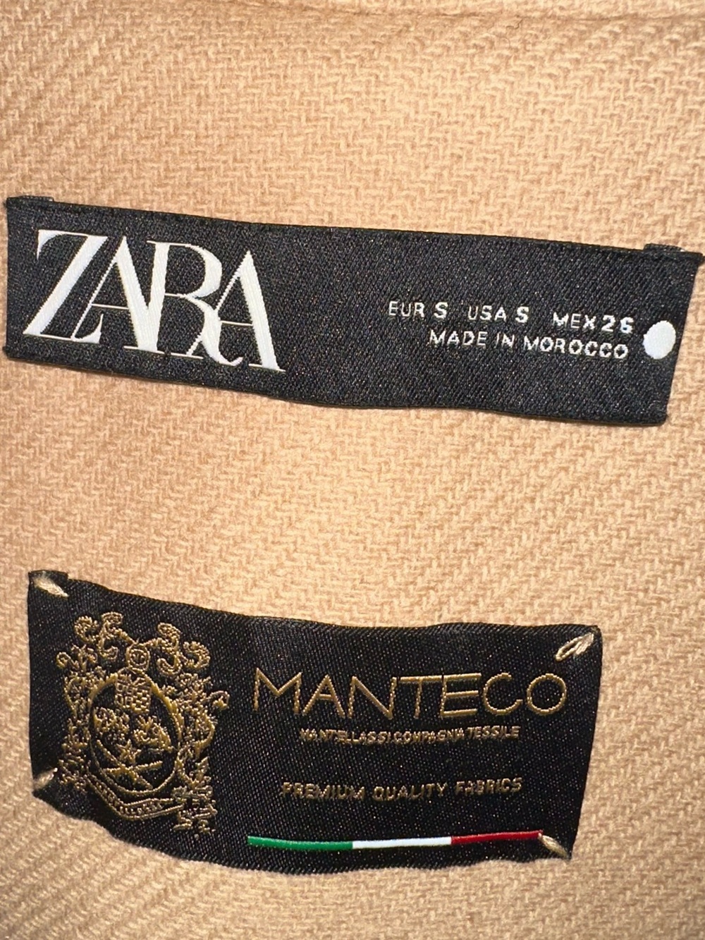 Zara Women's Camel Single-Breasted Wool Blend Coat - Picture 3 of 5